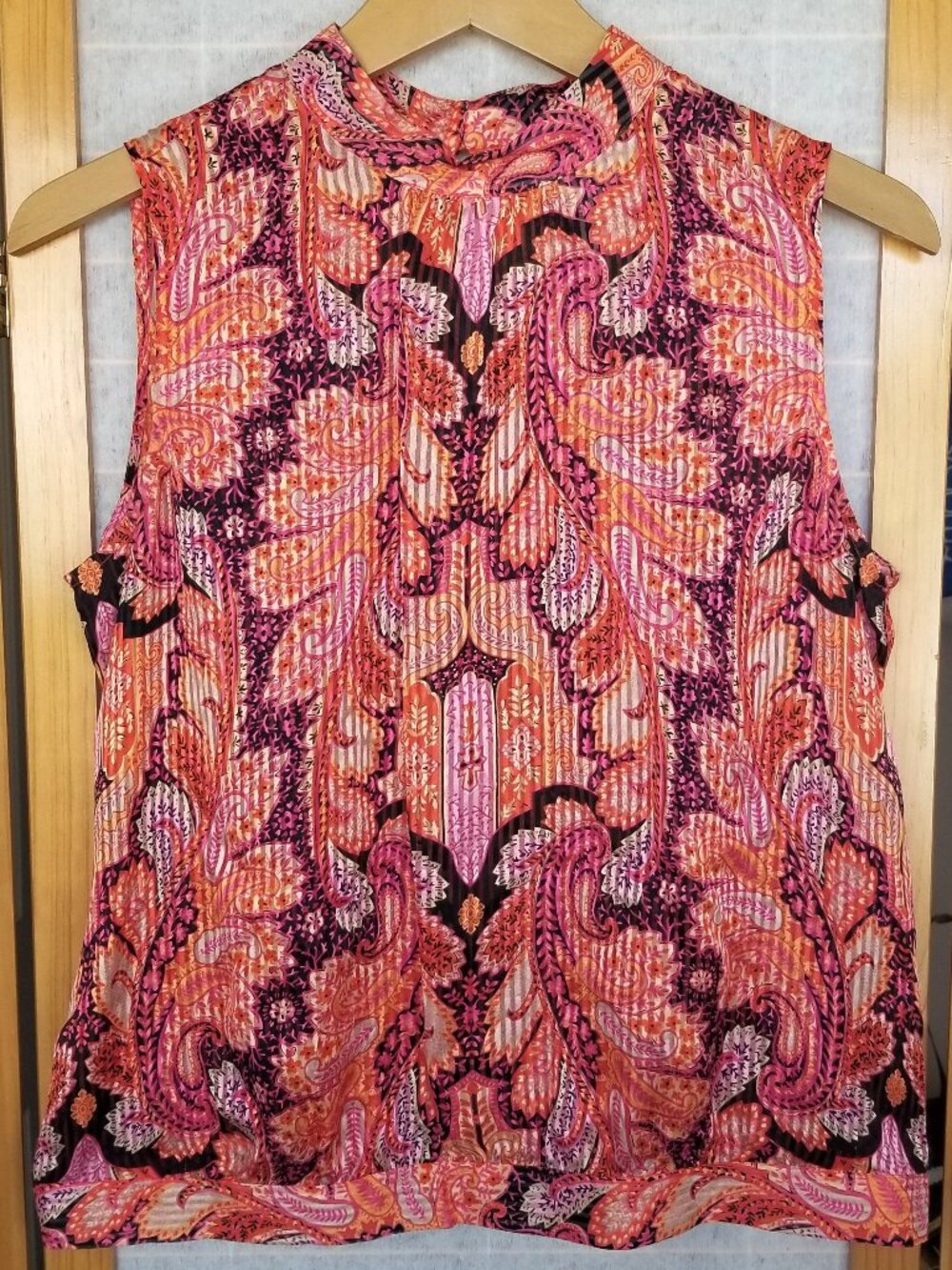 Talbots 100% Silk Blouse Paisley Print Sleeveless Top Size 8P